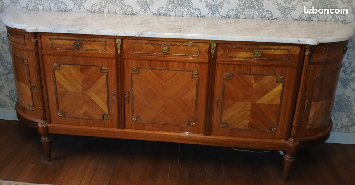 Buffet Elysée bois de rose et marbre blanc (image 1)
