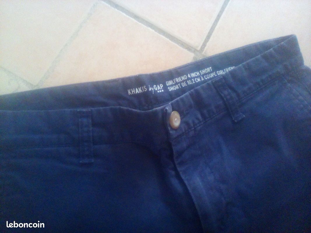 Short Basique Femme Gap - Bleu Coton - Taille 8 - Taille Régulière - Fermeture Éclair