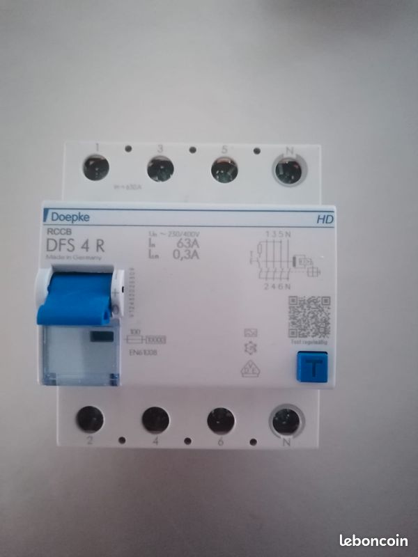 Interrupteur différentiel 10ka-300ma n+3p 63a type a
