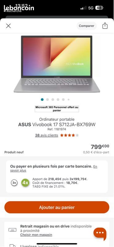 Asus i7 17,3 neuf (image 1)