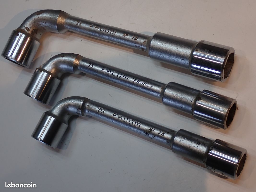 Lot de 3 clés FACOM: Clé à pipe coudée 20 + 21 + 23mm débouchée forgée 6 pans x 6 pans Facom (image 2)