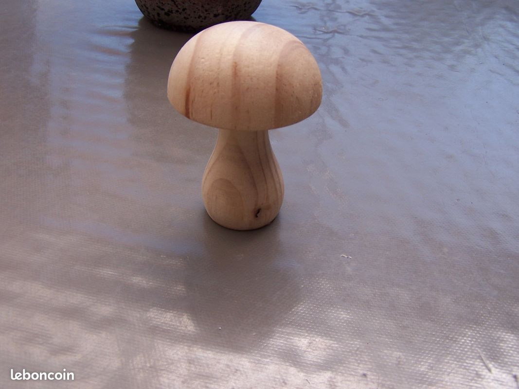 Champignon décoratif en bois clair brut (image 7)
