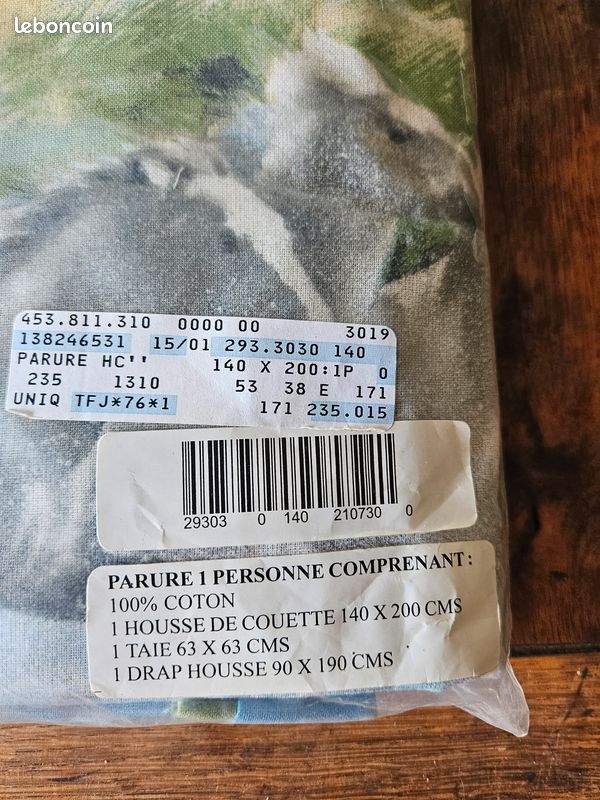 Parure de couette 1 personne - Neuve (image 2)