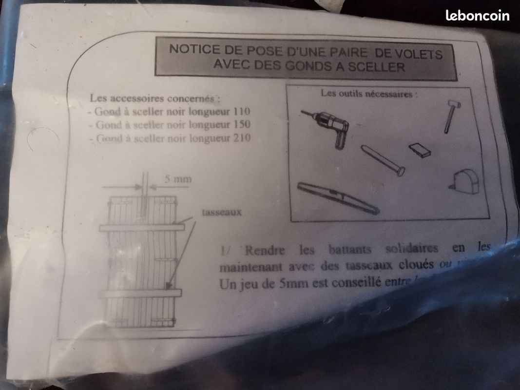 Gonds à sceller 21 cm (image 1)