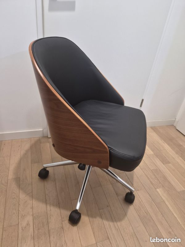 Chaise de bureau - Simili cuir - Noir - Hauteur ajustable (image 5)