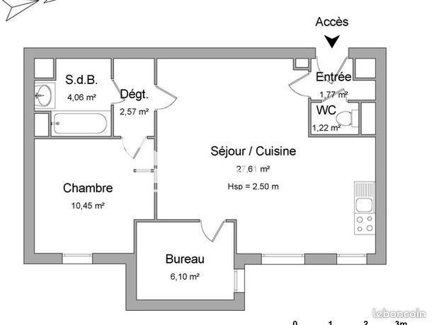 Appartement 2 pièces 53 m²