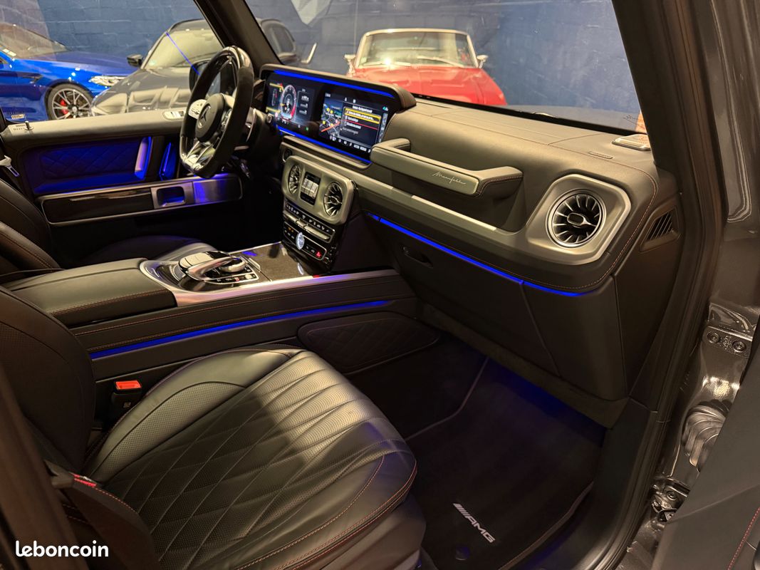 Mercedes benz classe g63 4.0 585 v8 4-matic + amg suivi mercedes - volant carbone - caméra 360° - toit ouvrant - ecran arriere mbux - carplay - pack interieur manufaktur - attelage - immat france (image 10)