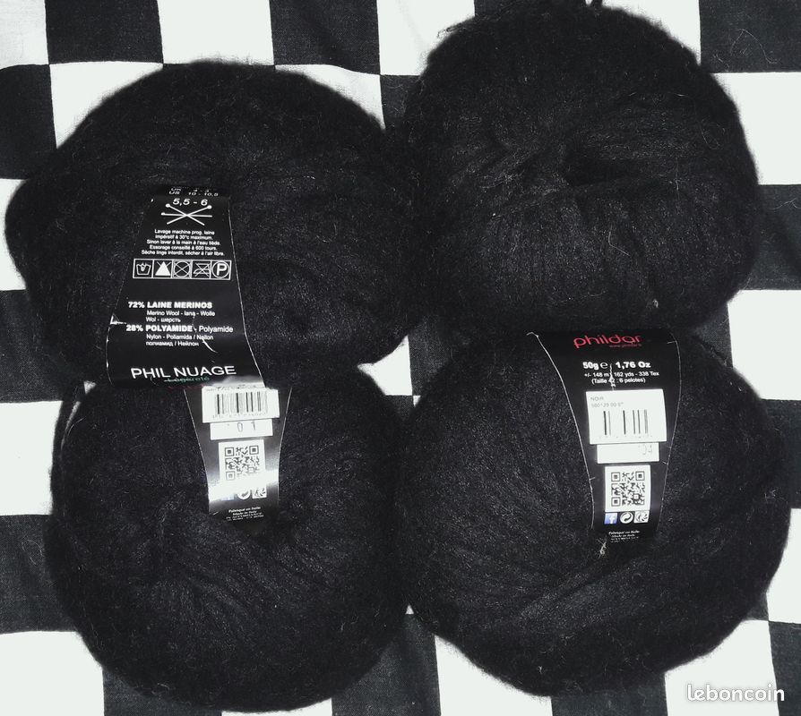 Lot De 4 Pelotes Laine Phildar Phil Baby Camel Noir, Neuves, Aiguille 4