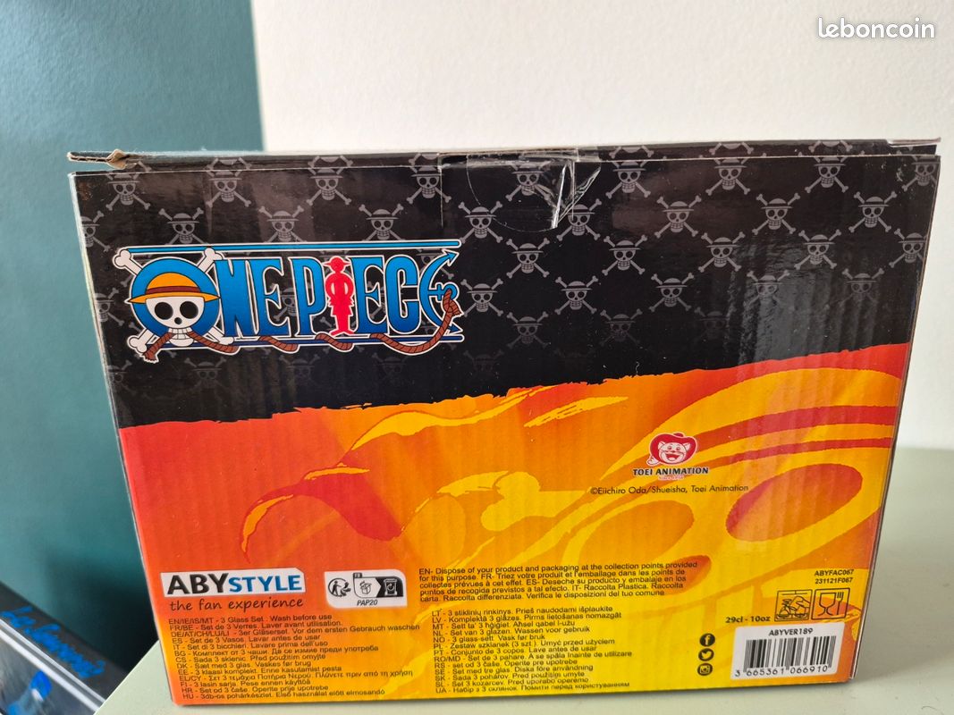 Verres One Piece Set De 3 Abystyle - Design Luffy, Zoro Et Crâne