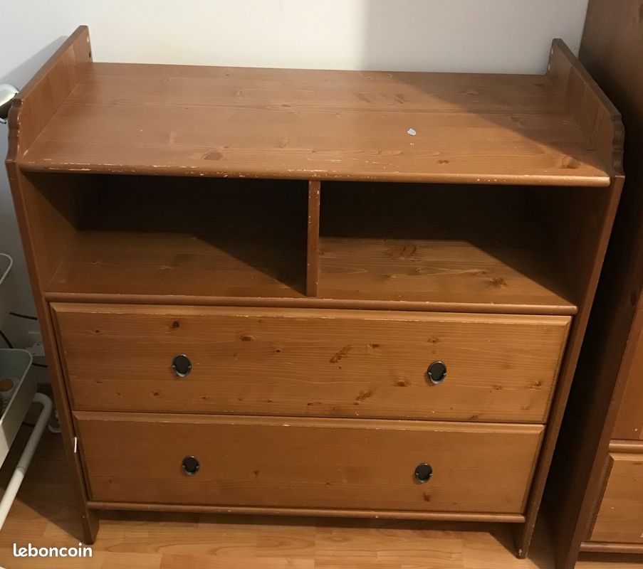 Commode marron 2 compartiments, 2 grand tiroirs (image 1)