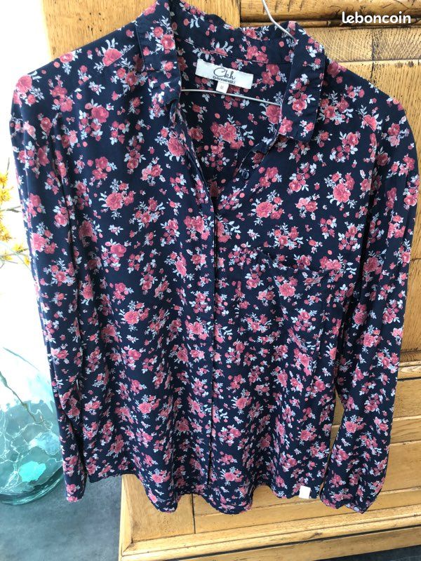 Chemise C&A marine fleurie rose M (image 1)