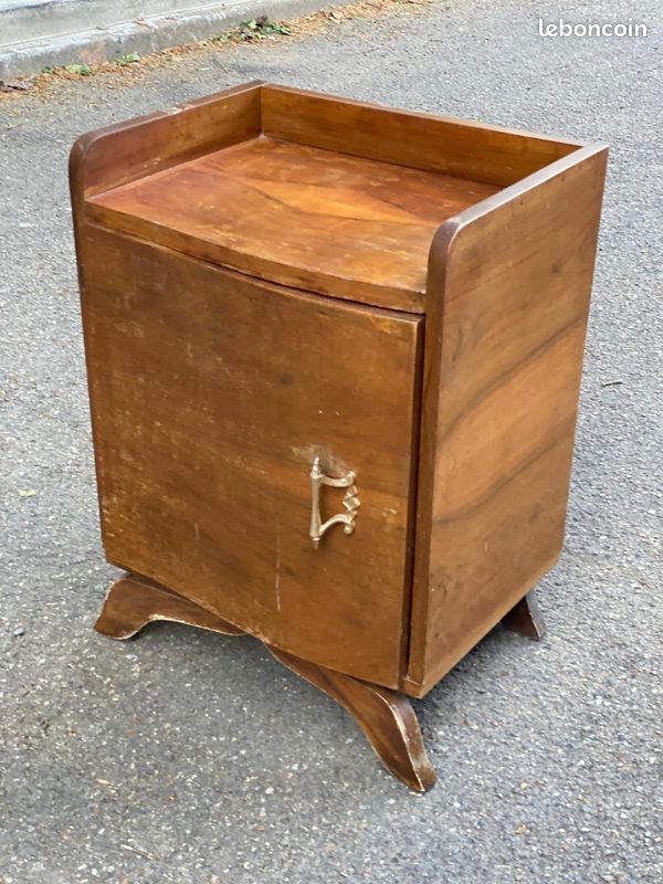Tables De Chevet Art Déco – Noyer Blond – Années 40 – Paire – Vintage Italie