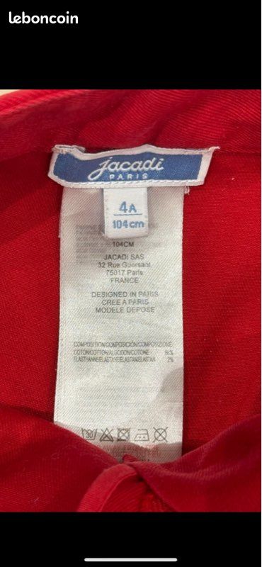 1 short rouge de marque JACADI et un short blanc de marque ZARA pour fille, taille 4 ans (image 3)