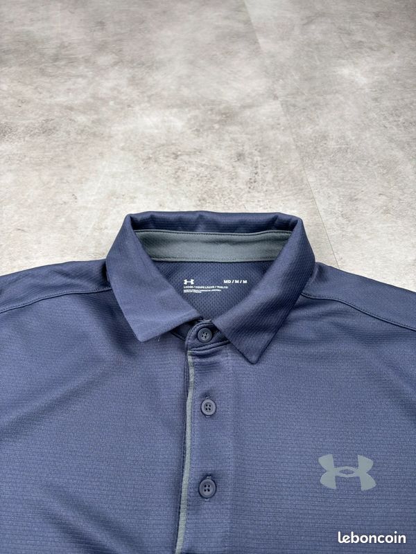 Polo Under Armour | Taille M Homme | Bleu marine | Logos avant arrière #770 (image 13)