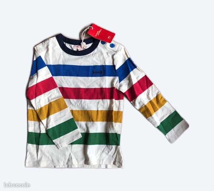 T-shirt rayé coloré (image 1)