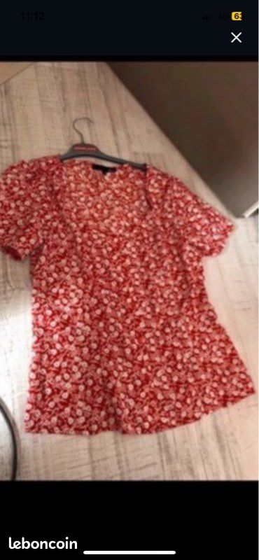 Blouse imprimée fleurs rouge femme T :42 ETAM (image 1)