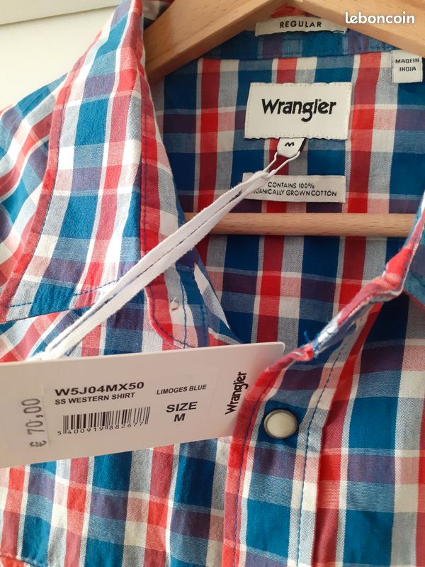 Chemise à carreaux Wrangler chemisette à manches courtes pour homme taille M (image 5)