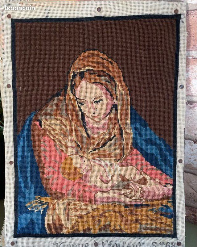 Canevas déjà brodé « Vierge à l’enfant » (image 1)