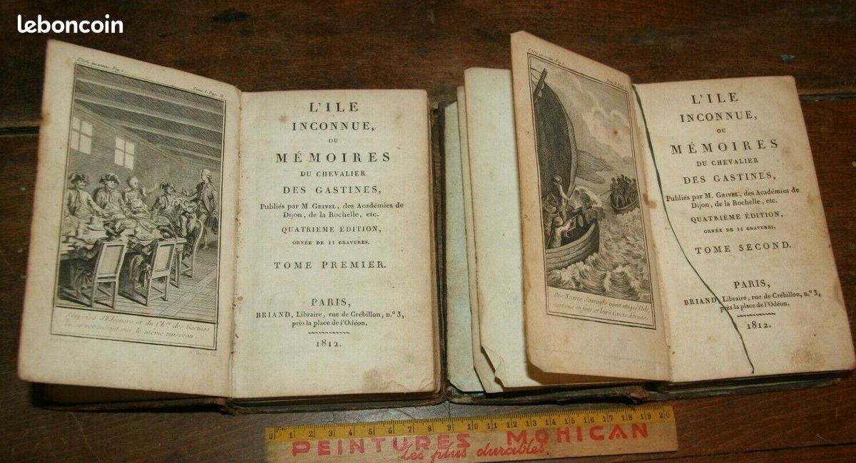 L'Ile inconnue ou Mémoires du Chevalier de Gastines T1+2 à Paris Briand 1812 (image 4)