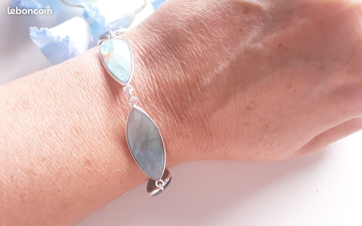 Superbe bracelet en pierre naturelle Labradorite pièce unique (image 17)