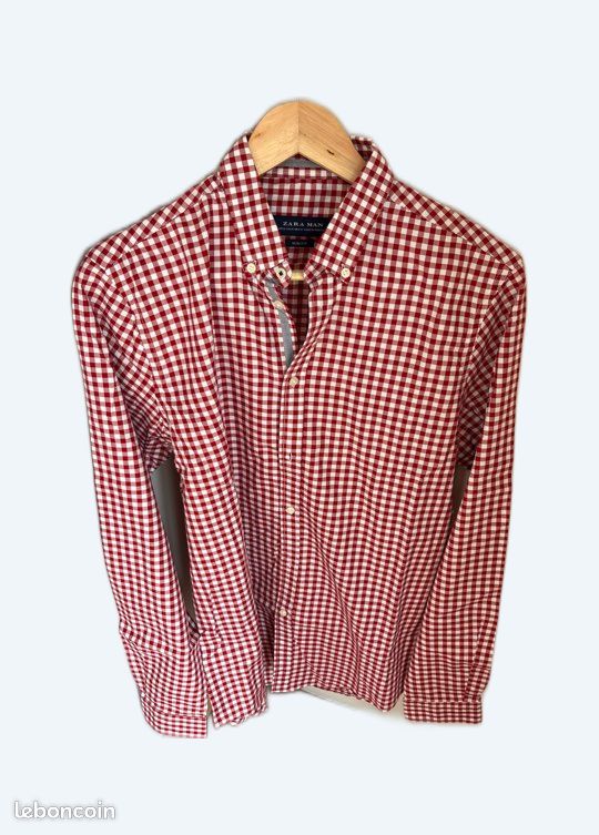 Chemise Zara Homme Rouge - Taille XL, Viscose, Col Boutonné, Neuf Jamais Porté
