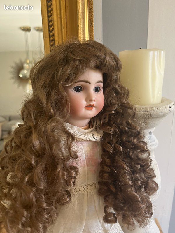 belle perruque poupée ancienne cheveux naturels T10 tour de