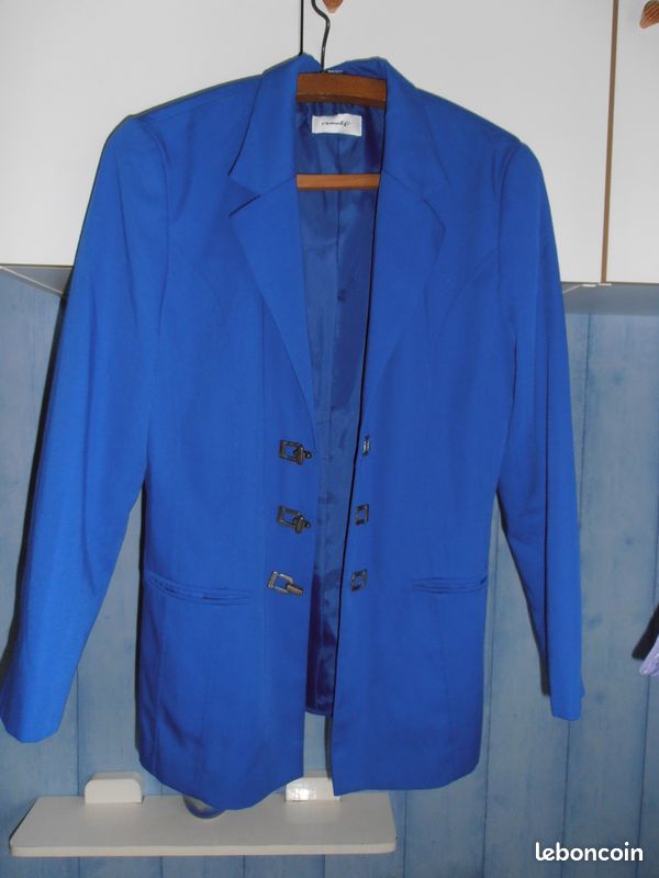 Tailleur bleu dur fermé par attaches argent vieilli HELLINE (image 1)