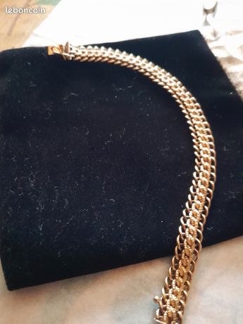 Bracelet Gourmette MURAT Plaqué Or - Mailles Américaines Avec Fermoir De Sécurité - Occasion, Style Rétro