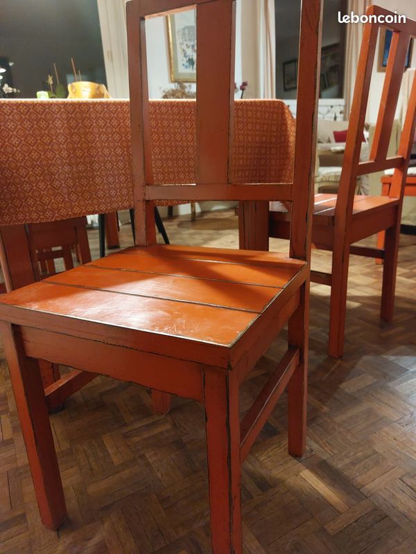 Vends lot de 6 chaises en bois exotique laqué (image 3)