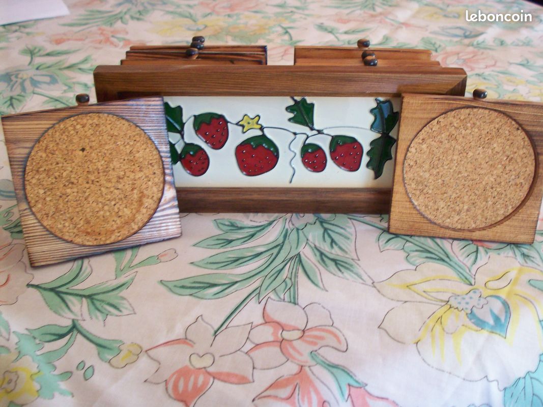 Boîte à Dessous De Verre Bois Et Liège – 8 Pièces – Occasion