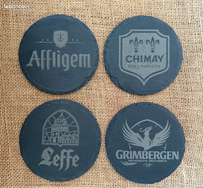 Lot De 6 Dessous De Verre En Ardoise JJA – Carrés 9 Cm – Gris – Antidérapants
