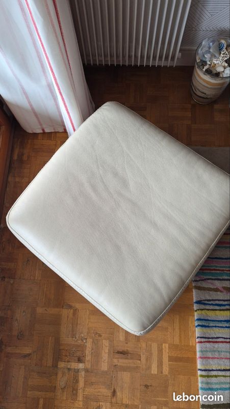 Pouf cuir blanc (image 2)