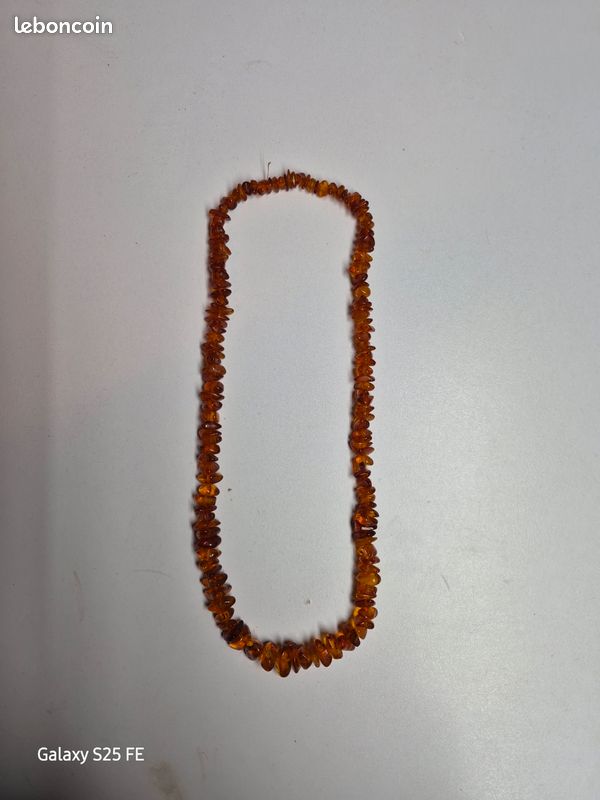 Collier Pendentif Vintage En Ambre - Chaîne N441, Occasion
