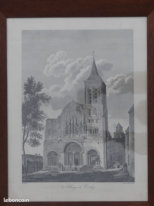 Belle lithographie très ancienne: Vezelay (image 1)