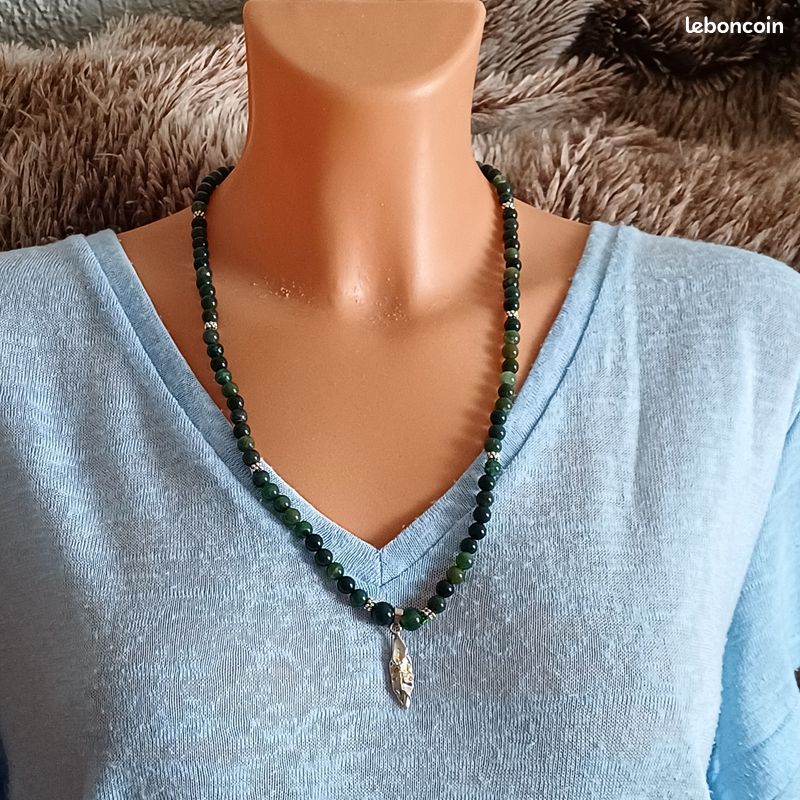 Collier Homme Agate Mousse avec Rhune Montres Bijoux