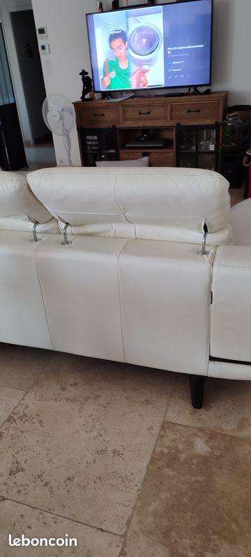 Canapé cuir blanc (image 5)