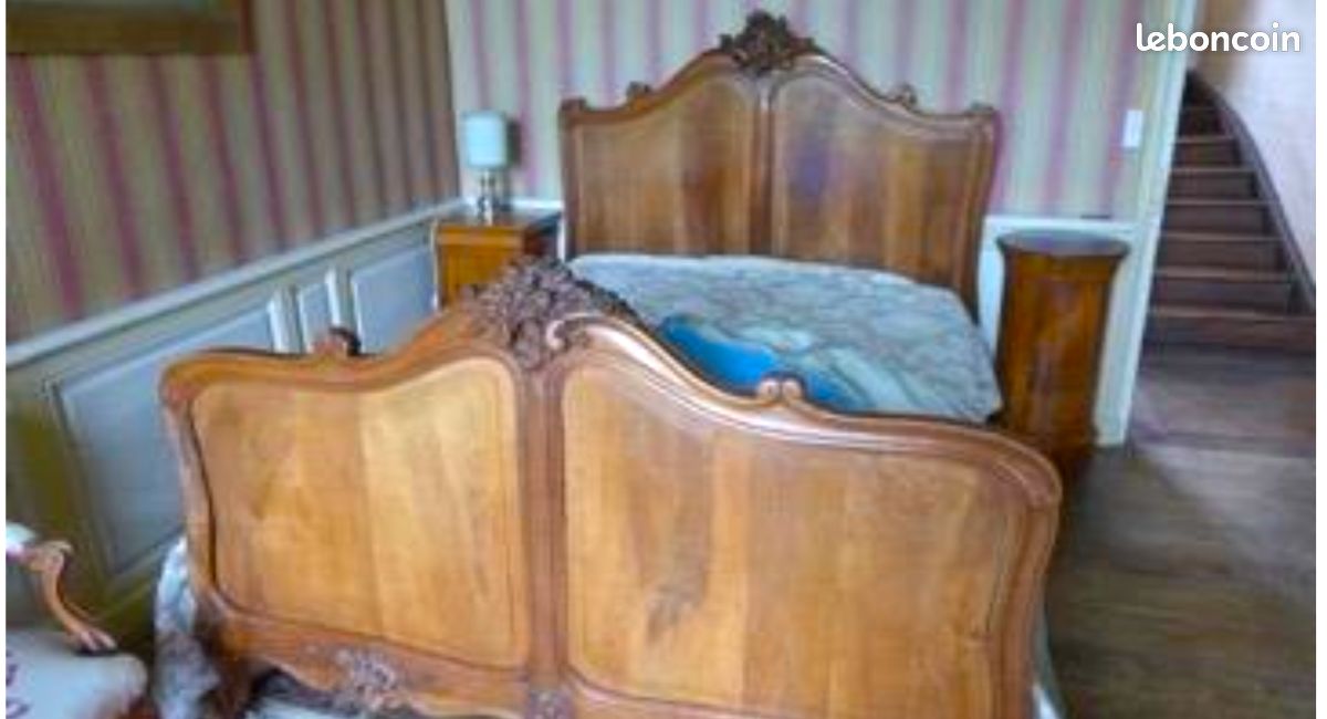 Vends chambre style Louis XV - époque 1900 - Lit + armoire + commode (image 2)