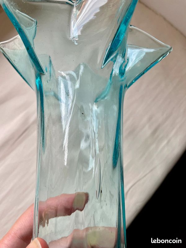 Vase Vintage années 50s - verre soufflé artisanal 34 cm (image 5)