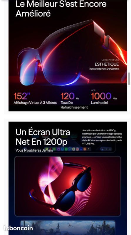 VITURE Óculos Luma Pro XR - Tela Ultra Sharp De 152 Polegadas 1200p, 1000 Nits, FOV De 52