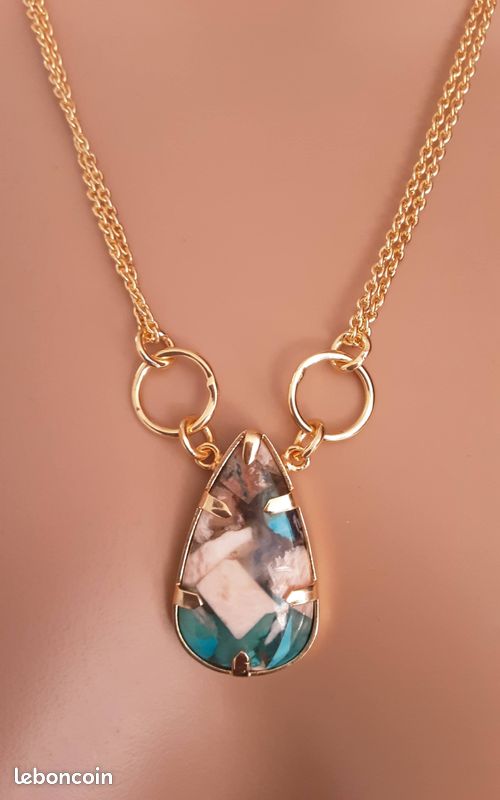 Collier en pierre naturelle turquoise huitre (image 6)
