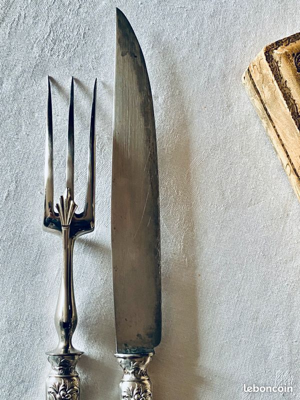 Pince à Gigot Ancienne En Argent Minerve - Longueur 20 Cm - 108 Grammes