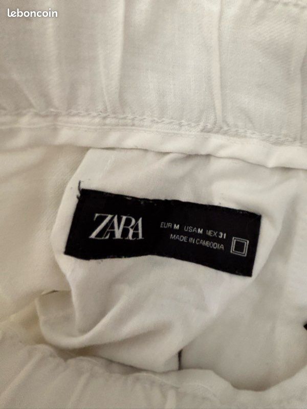 Pantalon homme en coton blanc ZARA (image 3)
