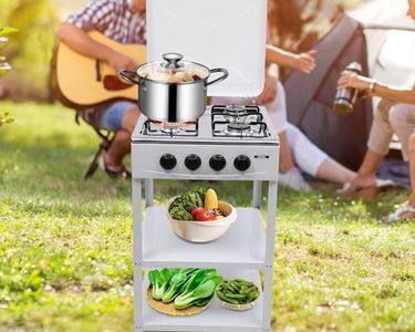 Réchaud Gaz 3 Feux KEMPER 3450W - Plaque Cuisson Portable, Blanc - Pour Camping, Caravane, Extérieur