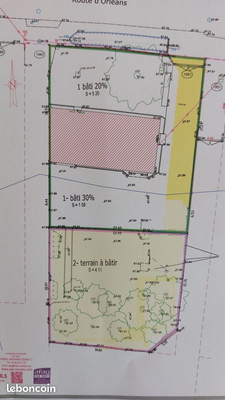 Terrain en second rang 411 m2 · à Sandillon · 84 000 €