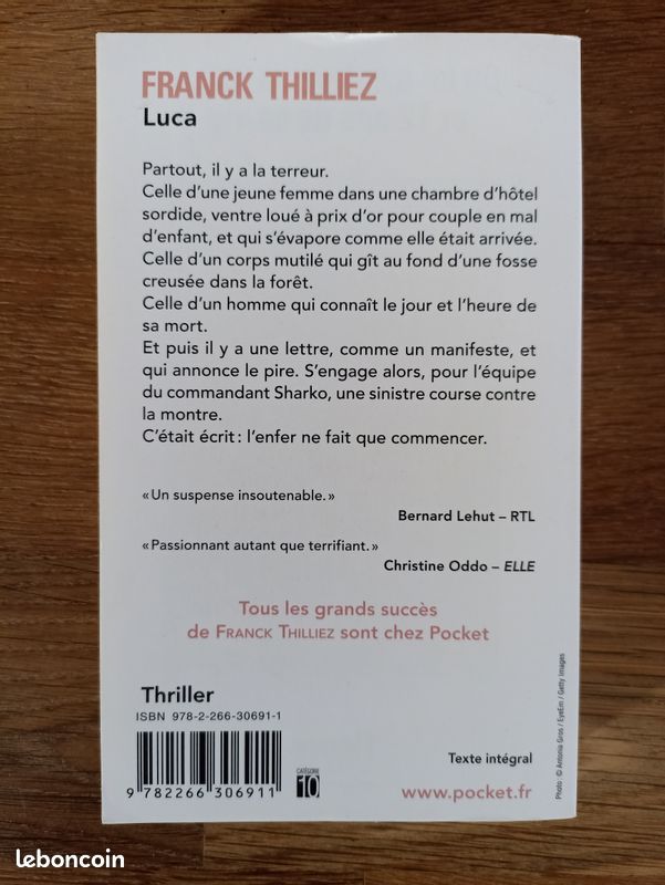 Livre "LUCA" de Franck Thilliez (image 2)
