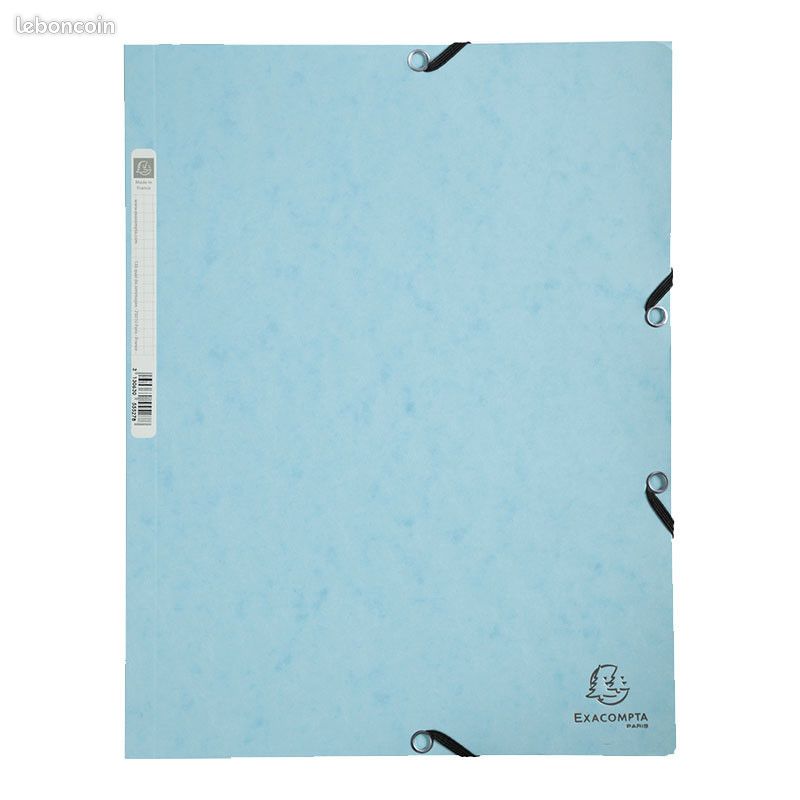 Chemise à élastique 3 rabats - A4 - Bleu pastel - Exacompta (image 1)