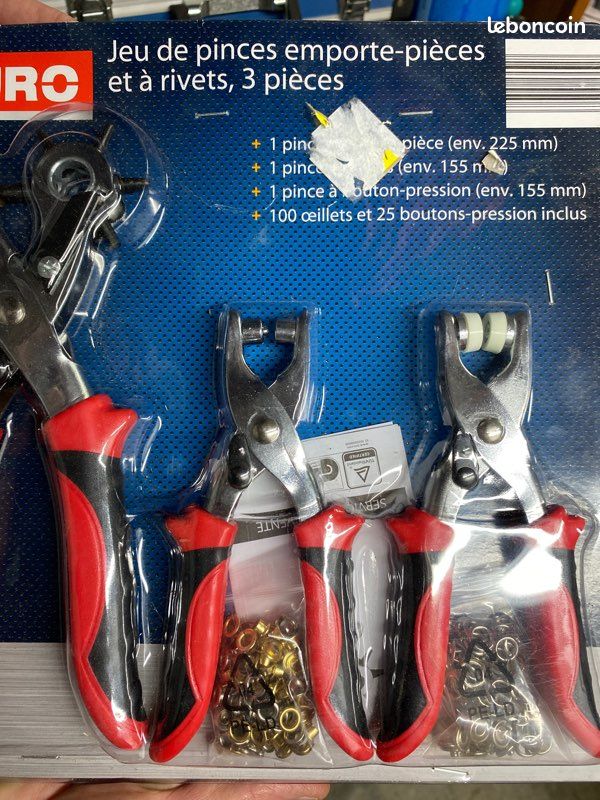 Kit De Pinces à Oeillets Et à Boutons Pression - 3 Pinces Avec Accessoires, Neuf Sous Emballage