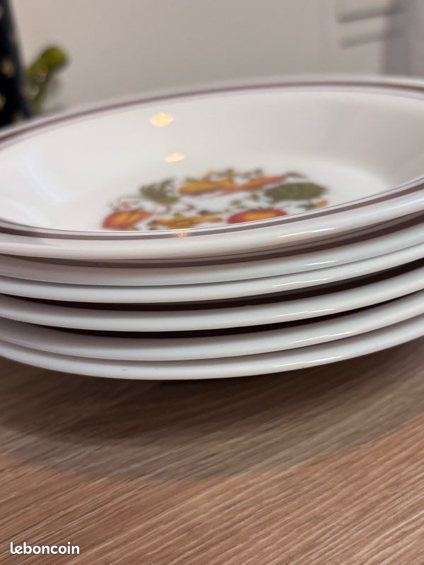 6 Assiettes à Dessert Arcopal Vintage - Boîte D'origine 1960/70, Super état