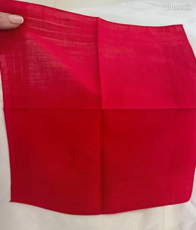 Mouchoir pochette rouge en pur coton (image 2)