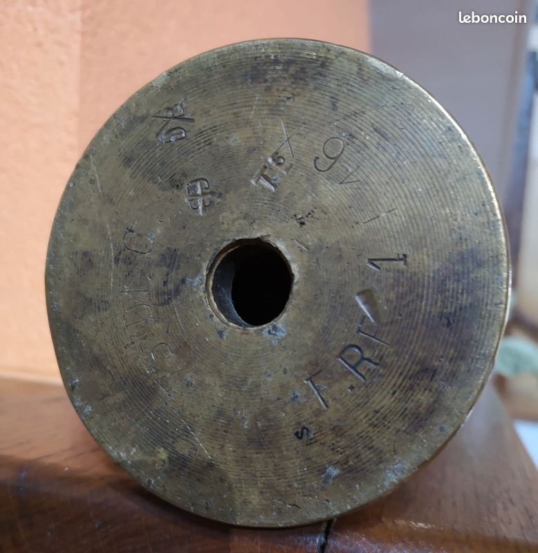 Douille D'obus Gravée LE QUESNOY - Objet Décoratif Métal D'origine Française